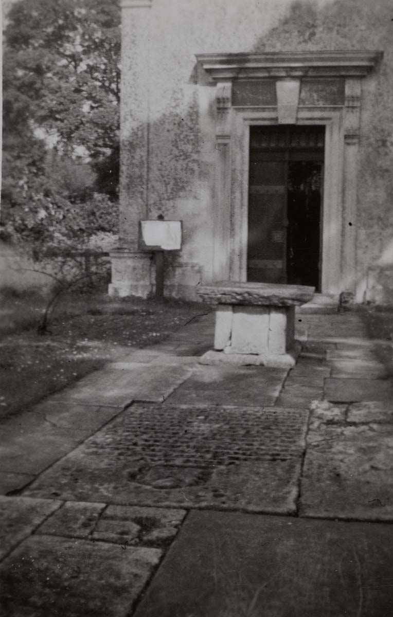 ‘It is in a lovely corner of Huntingdonshire – very much out of the way – very few people ever get there; to me it had a very strong atmosphere of holiness, left about it by the Ferrars and Colletts who founded it, and Crashaw who was for a time with them.’ (26 May 1936); Nicholas Ferrar's tomb at Little Gidding, 25 May 1936.